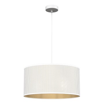 Ljuskrona med upphängningsrem LOFT SHADE 1xE27/60W/230V diameter 40 cm vit/gyllene