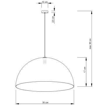 Ljuskrona med upphängningsrem SFERA 1xE27/60W/230V diameter 35 cm gyllene