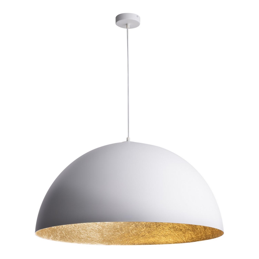 Ljuskrona med upphängningsrem SFERA 1xE27/60W/230V diameter 35 cm vit/gyllene