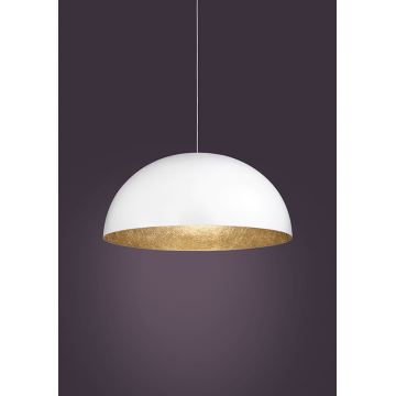 Ljuskrona med upphängningsrem SFERA 1xE27/60W/230V diameter 35 cm vit/gyllene