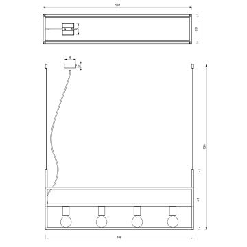 Ljuskrona med upphängningsrem SHELF 4xE27/60W/230V