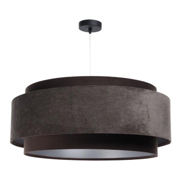 Ljuskrona på vajer DOBLO 1xE27/60W/230V diameter 60 cm brun/silver