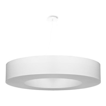 Ljusskrona med upphängningsrem  SATURNO 8xE27/60W/230V diameter  90 cm vit