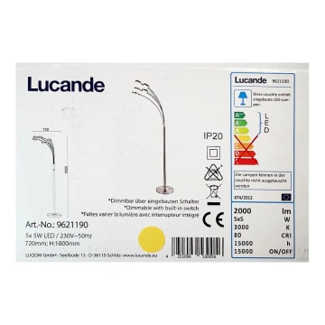 Lucande - LED Dimbar golvlampa CATRIONA 5xLED/5W/230V