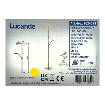 Lucande - LED Dimbar golvlampa PARTHENA LED/29,1W/230V + LED/5,3W/230V