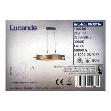 Lucande - LED ljusreglerad ljuskrona på textilsladd MARIJA LED/24W/230V