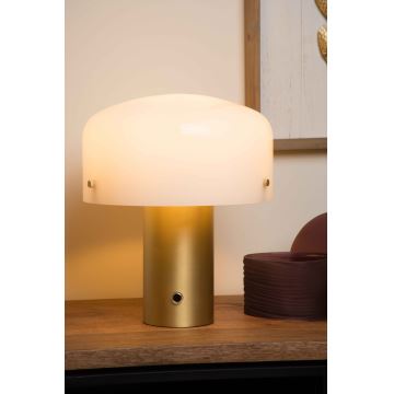 Lucide 05539/01/02 - Dimbar touch bordslampa TIMON 1xE27/25W/230V diameter 27 cm guld/vit