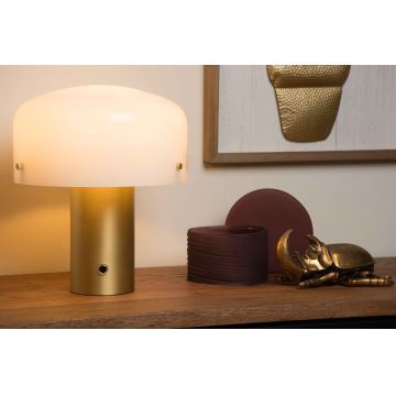 Lucide 05539/01/02 - Dimbar touch bordslampa TIMON 1xE27/25W/230V diameter 27 cm guld/vit