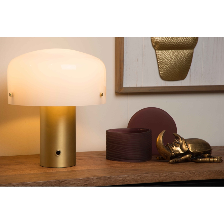 Lucide 05539/01/02 - Dimbar touch bordslampa TIMON 1xE27/25W/230V diameter 27 cm guld/vit