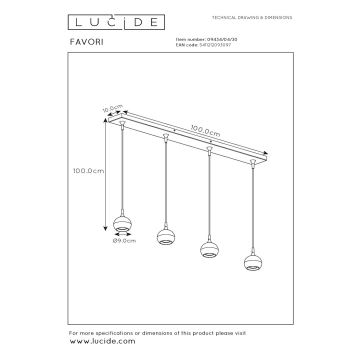 Lucide 09434/04/30 - Ljusskrona med upphängningsrem  FAVORI 4xGU10/5W/230V svart 