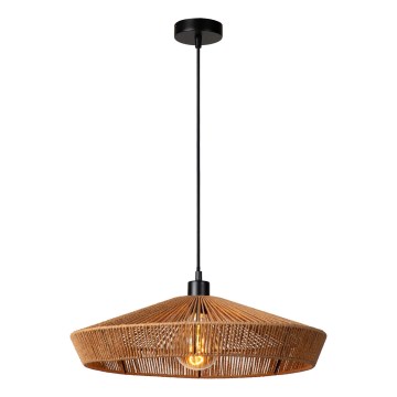 Lucide 10413/50/72 - Ljuskrona med textilsladd YUNKAI 1xE27/60W/230V diameter 50 cm brun