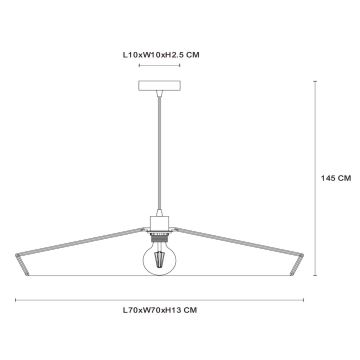 Lucide 10413/70/72 - Ljuskrona med textilsladd YUNKAI 1xE27/60W/230V diameter 70 cm brun