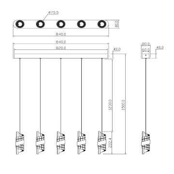 Lucide 13496/35/30 - LED ljusreglerad ljuskrona på textilsladd KLIGANDE 5xLED/7,8W/230V