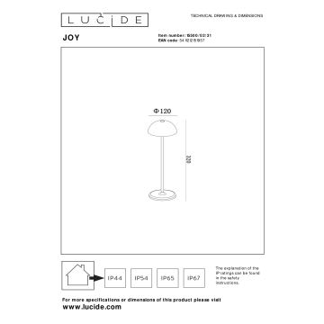 Lucide 15500/02/31 - LED Ljusreglerad beröring utomhus lampa JOY LED/1,5W/4V IP54 vit