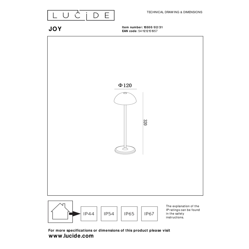 Lucide 15500/02/31 - LED Ljusreglerad beröring utomhus lampa JOY LED/1,5W/4V IP54 vit