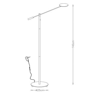 Lucide 19766/09/12 - LED Dimbar golvlampa ANSELMO LED/9W/230V krom