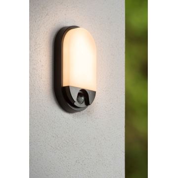 Lucide 22864/10/30 - LED Utomhus vägglampa med sensor HUPS LED/10W/230V IP54 svart