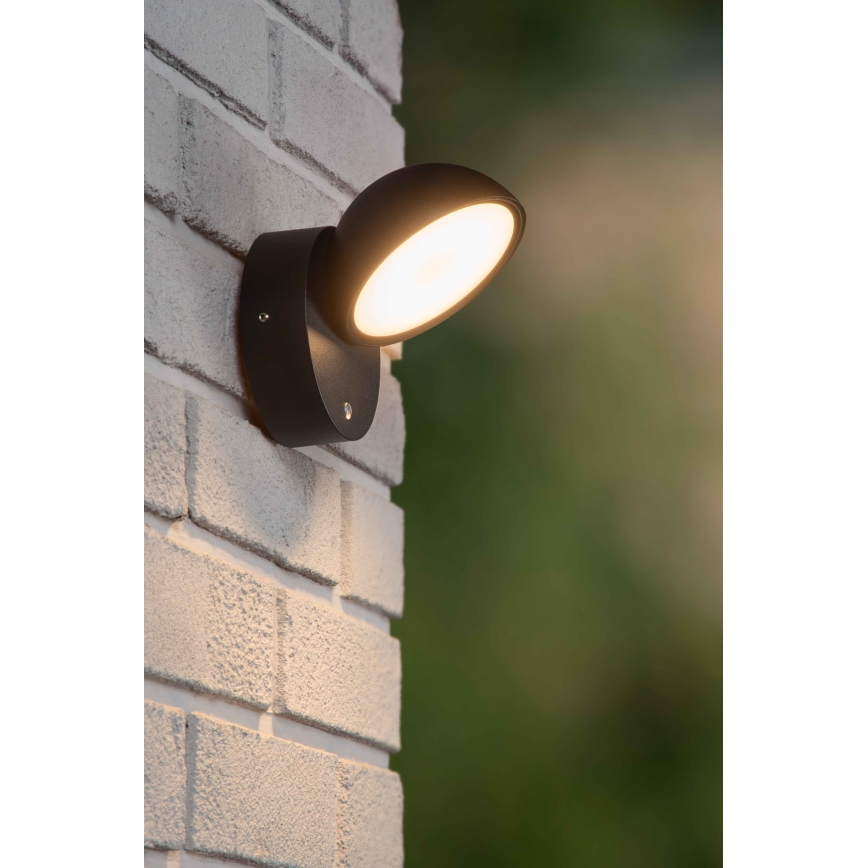 Lucide 22865/12/30 - LED Utomhus vägglampa med sensor FINN LED/12W/230V IP54 svart