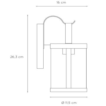 Lucide 29825/01/30 - Utomhus Väggbelysning LINDELO 1xE27/60W/230V IP23