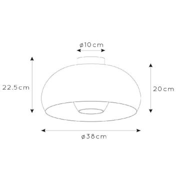 Lucide 30186/38/30 - Taklampa SHARAN 1xE27/60W/230V diameter 38 cm svart