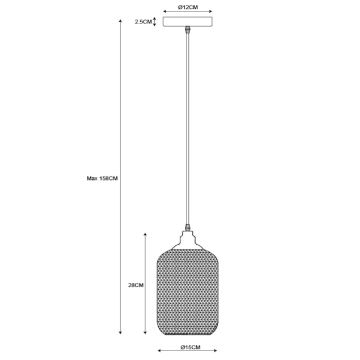 Lucide 43404/15/30 - Hängande lampa MESH 1xE27/60W/230V