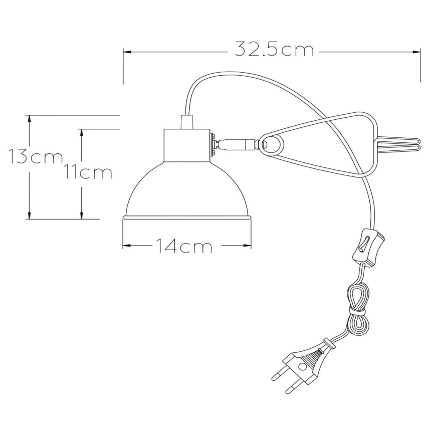 Lucide 45987/01/30 - Lampa med klämma MOYS 1xE27/40W/230V svart