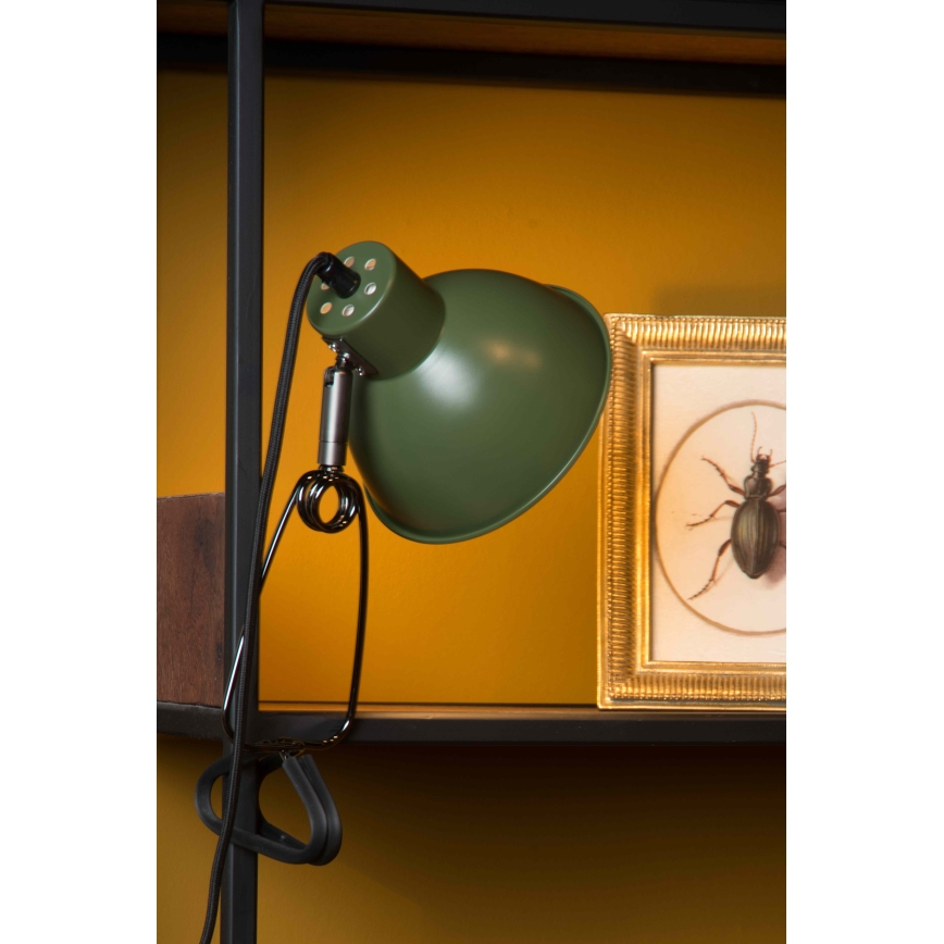 Lucide 45987/01/33 - Lampa med klämma MOYS 1xE27/40W/230V grön