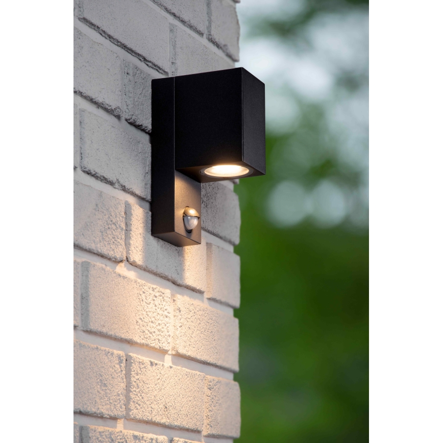 Lucide 69802/01/30 - Utomhuslampa med sensor ZARO 1xGU10/7W/230V IP65 svart