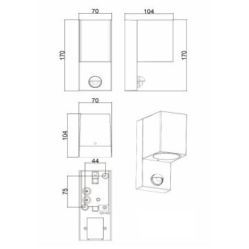 Lucide 69802/01/30 - Utomhuslampa med sensor ZARO 1xGU10/7W/230V IP65 svart