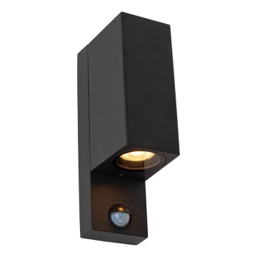 Lucide 69802/02/30 - Utomhuslampa med sensor ZARO 2xGU10/7W/230V IP65 svart