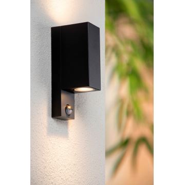 Lucide 69802/02/30 - Utomhuslampa med sensor ZARO 2xGU10/7W/230V IP65 svart