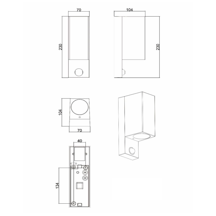 Lucide 69802/02/30 - Utomhuslampa med sensor ZARO 2xGU10/7W/230V IP65 svart