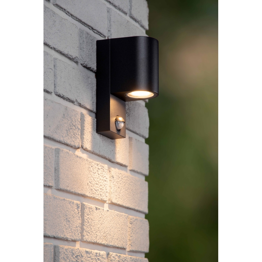 Lucide 69803/01/30 - Utomhuslampa med sensor ZARO 1xGU10/7W/230V IP65 svart