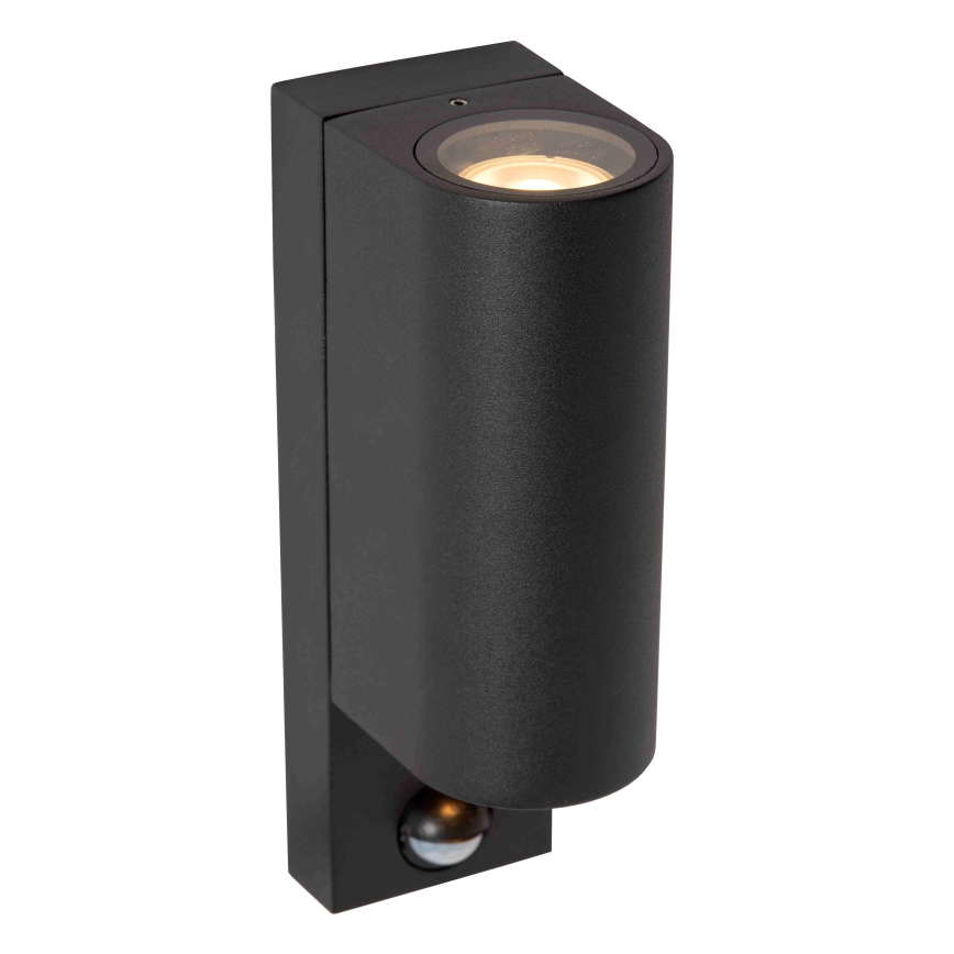 Lucide 69803/02/30 - Utomhuslampa med sensor ZARO 2xGU10/7W/230V IP65 svart