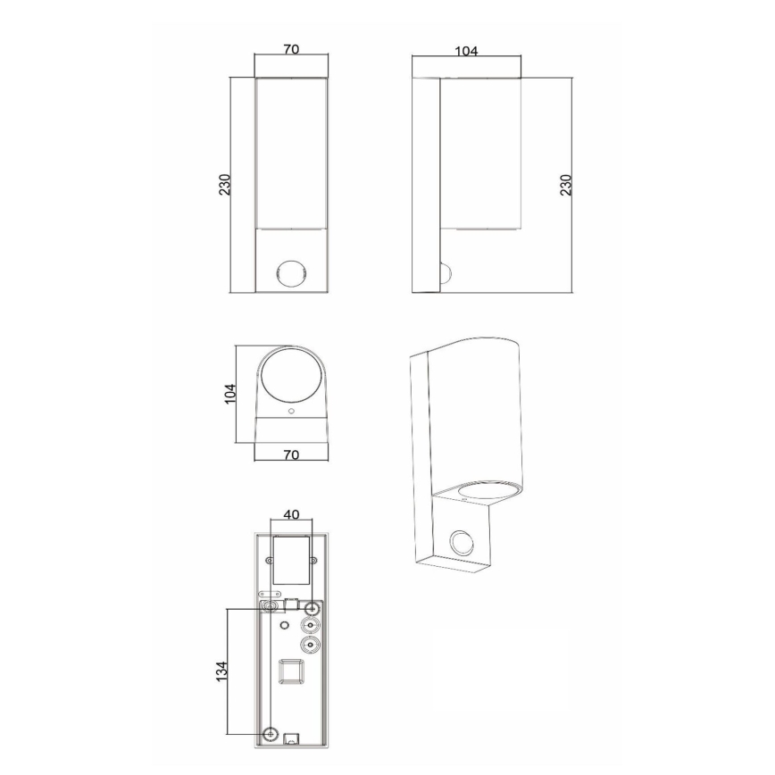 Lucide 69803/02/30 - Utomhuslampa med sensor ZARO 2xGU10/7W/230V IP65 svart