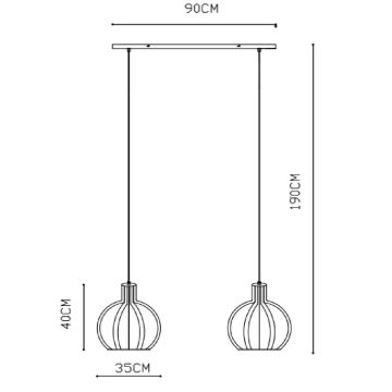 Lucide 73400/02/30 - Ljusskrona med upphängningsrem  MIKAELA 2xE27/60W/230V svart 