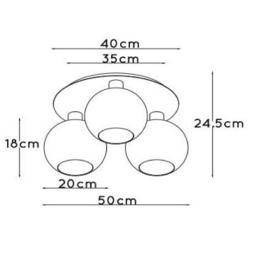 Lucide 74114/03/02 - Taklampa MARIUS 3xE27/40W/230V guld