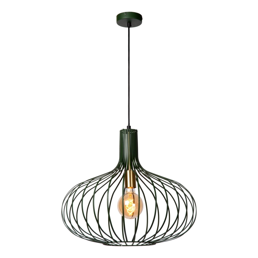 Lucide 78374/50/33 - Ljusskrona med upphängningsrem  MANUELA 1xE27/60W/230V diameter  50 cm grön