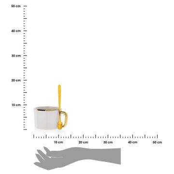 Mug with saucer and sked SURI krämig/gyllene