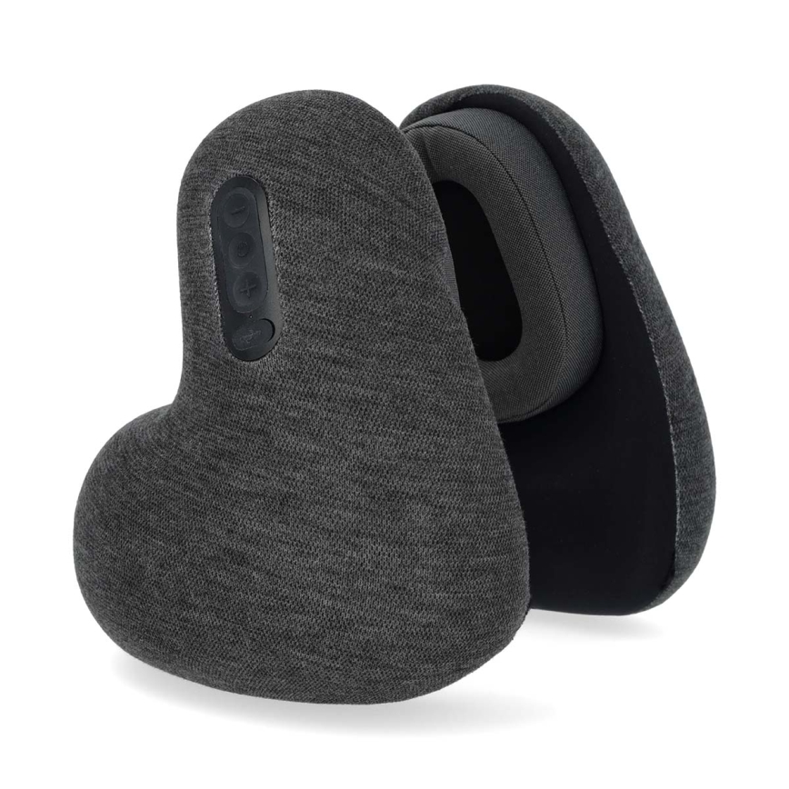 Travel pillow med inbyggd trådlös headphones grå