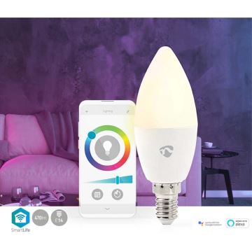 LED RGB ljusreglerad glödlampa  Smartlife E14/4,9W/230V Wi-Fi 2700-6500K