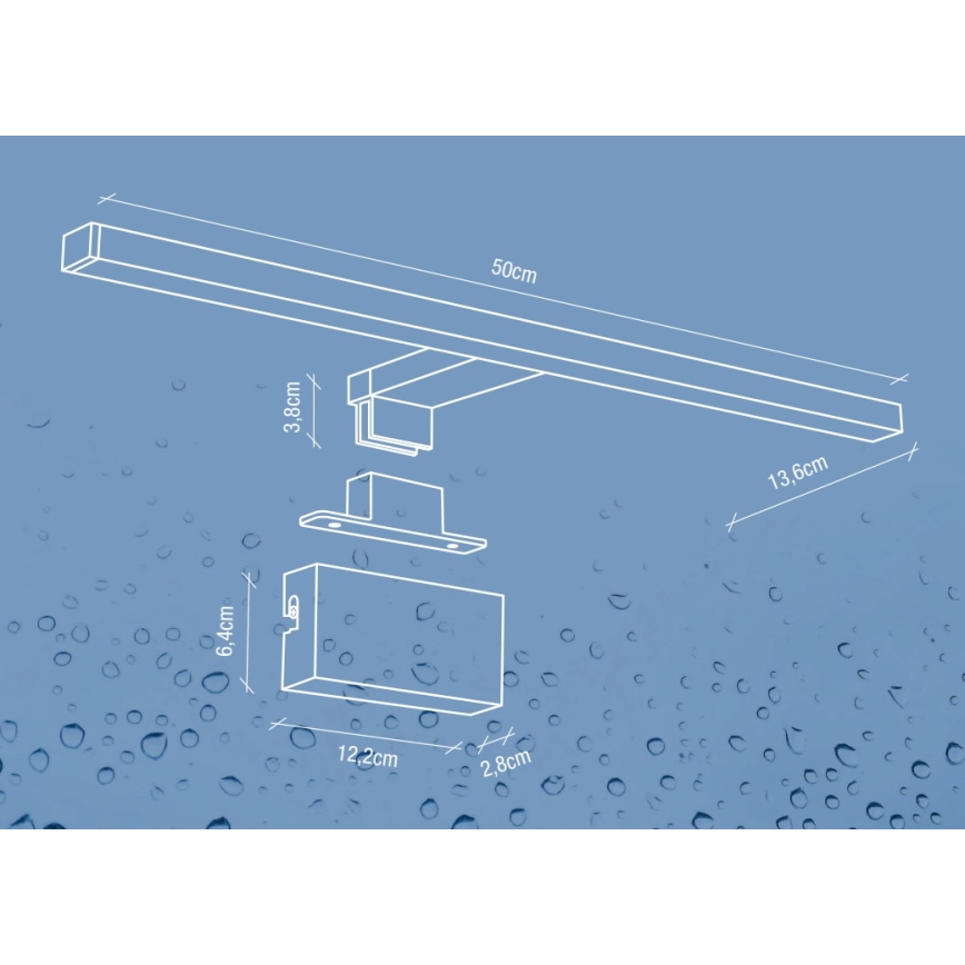 Nordlux - Badrumsspegel med LED-belysning MARLEE LED/8,9W/230V IP44 4000K 50 cm svart