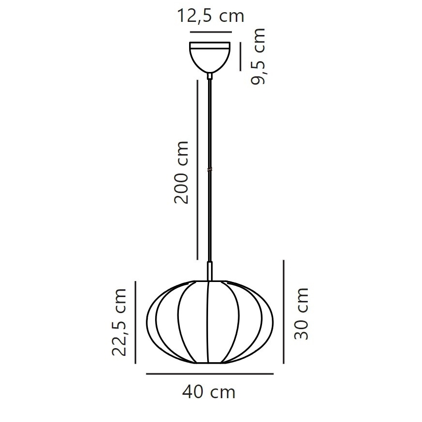 Nordlux - Ljuskrona med textilsladd AERON 1xE27/40W/230V diameter 40 cm