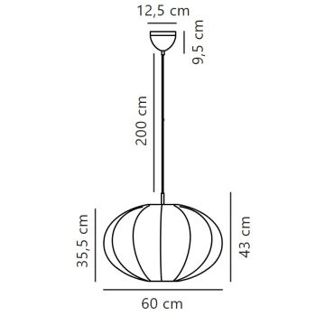 Nordlux - Ljuskrona med textilsladd AERON 1xE27/40W/230V diameter 60 cm