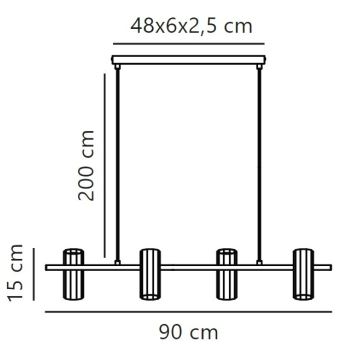 Nordlux - Ljuskrona med textilsladd ALANIS 4xGU10/15W/230V svart