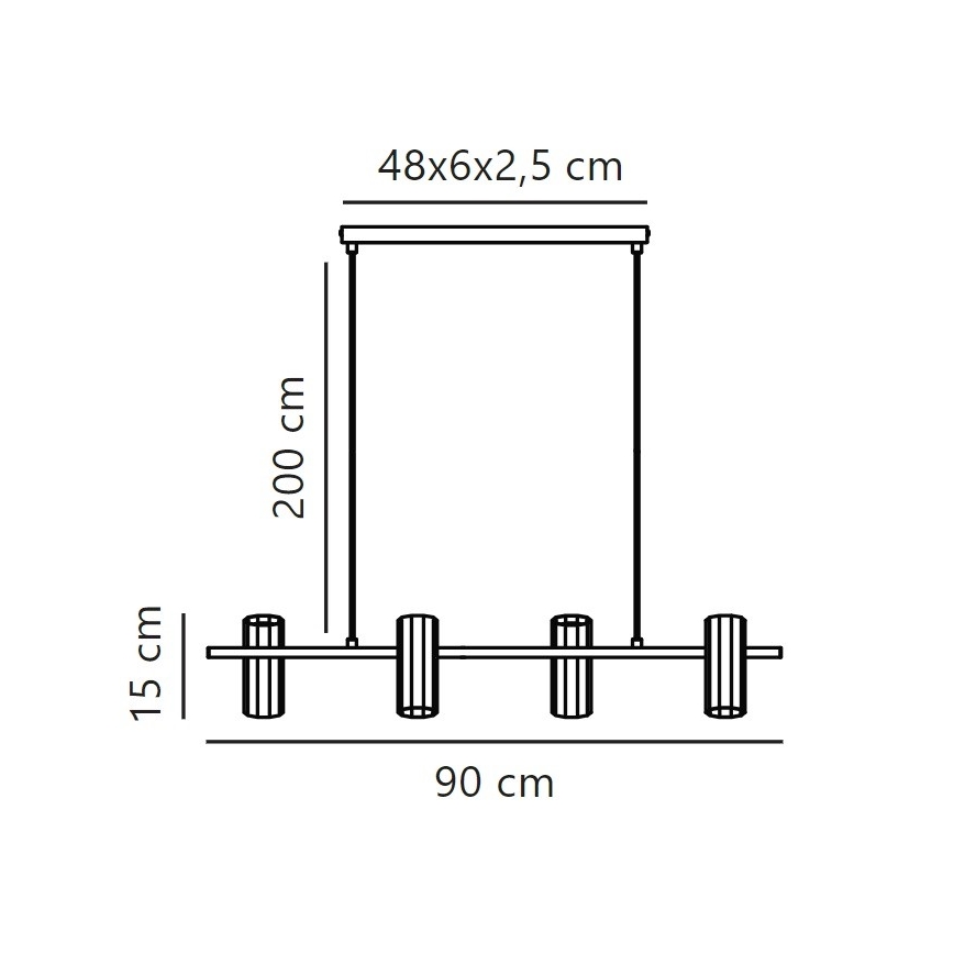 Nordlux - Ljuskrona med textilsladd ALANIS 4xGU10/15W/230V svart