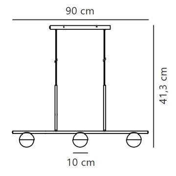 Nordlux - Ljuskrona med textilsladd CONTINA 3xG9/5W/230V svart