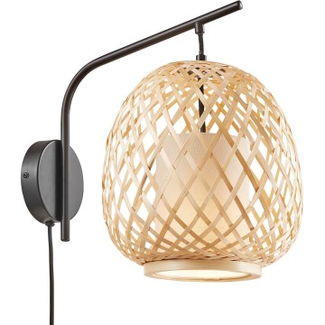 Nordlux - Vägglampa HISOKA 1xE27/40W/230V svart/Bambu