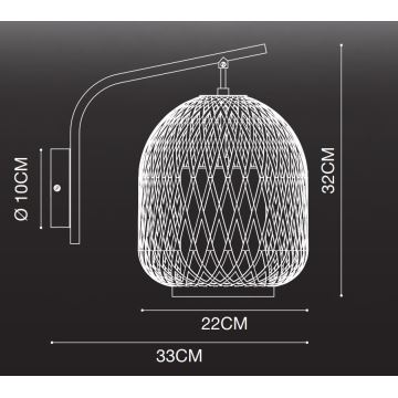 Nordlux - Vägglampa HISOKA 1xE27/40W/230V svart/Bambu