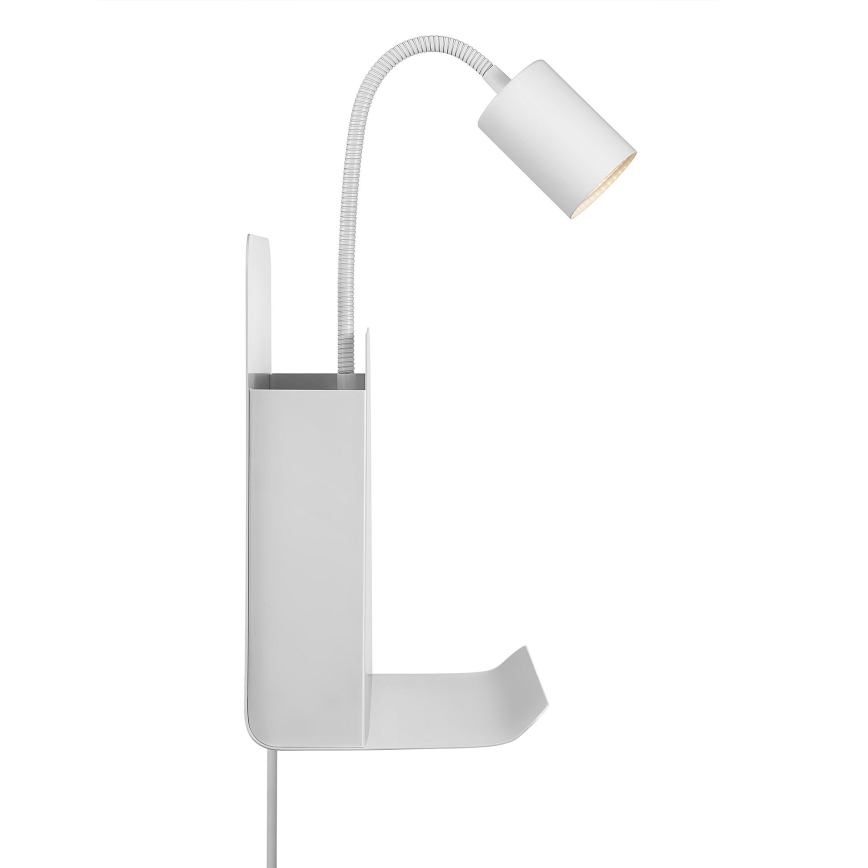 Nordlux - Väggspotlight med en hylla och USB ROOMI 1xGU10/8W/230V vit